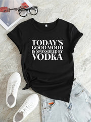 Graphic Sports T shirt Round Neck Short Sleeves Workout Tops Women's Active