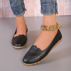 Women's Solid Flat Shoes Slip On Round Toe Non slip Soft Sole Low Shoes