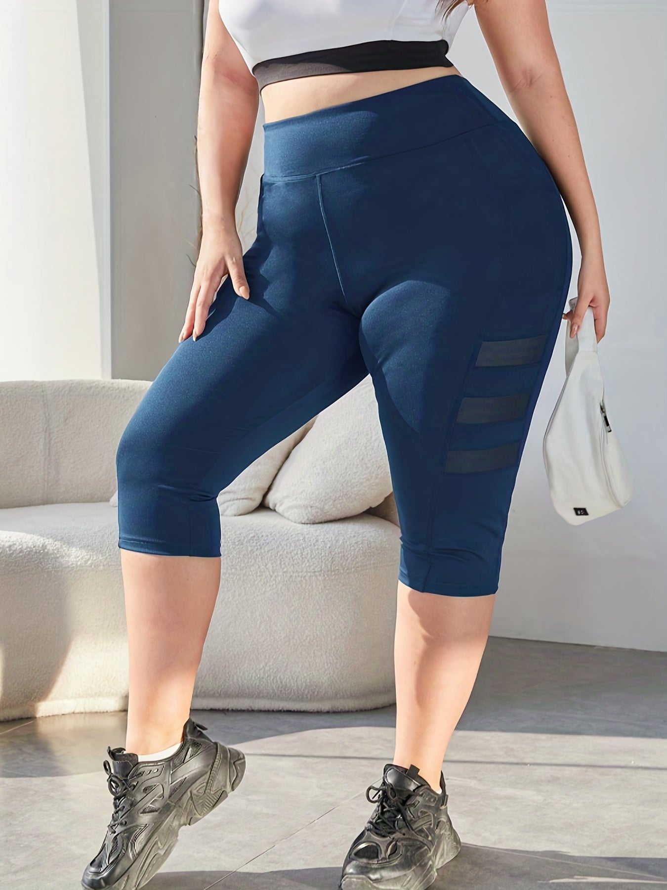Mesh Contrast High Rise Yoga Leggings