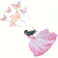 7pcs Women Butterflies Cake Toppers Birthday Baking Decor