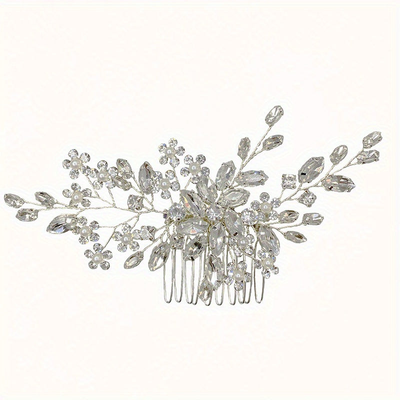 Crystal Faux Pearl Beads Hair Comb Head Jewelry Hair Accessories