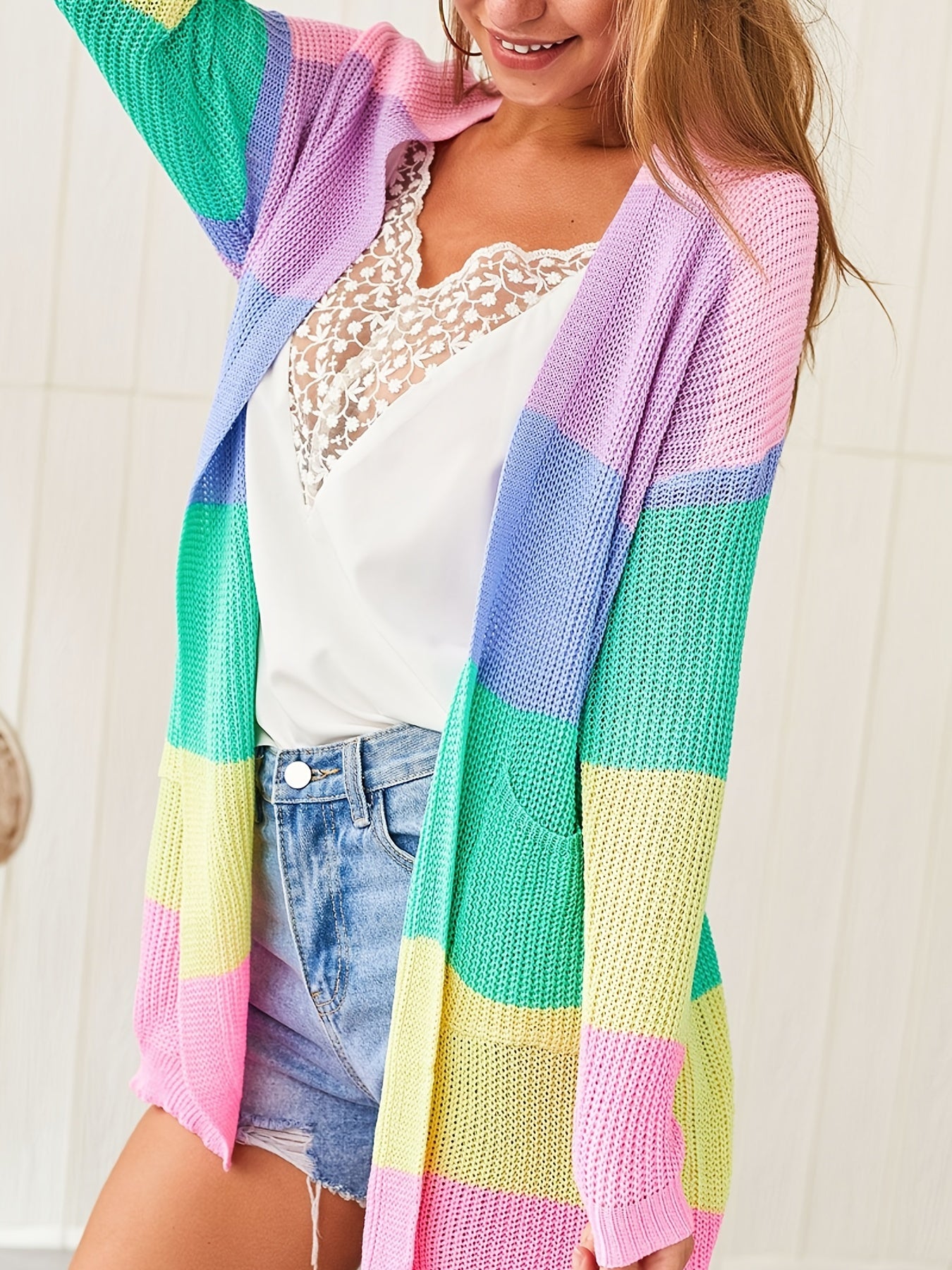 Colorblock Long Sleeve Cardigan