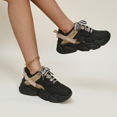 Women's Lace up Breathable Thick Sole Dad Shoes Non slip Chunky Sneakers