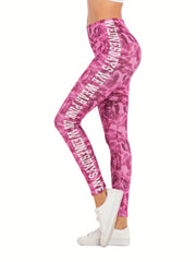 Sexy Red Lips Print Leggings Casual High Waist Slim Leggings