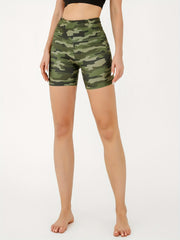 Camouflage Print Biker Shorts High Waisted