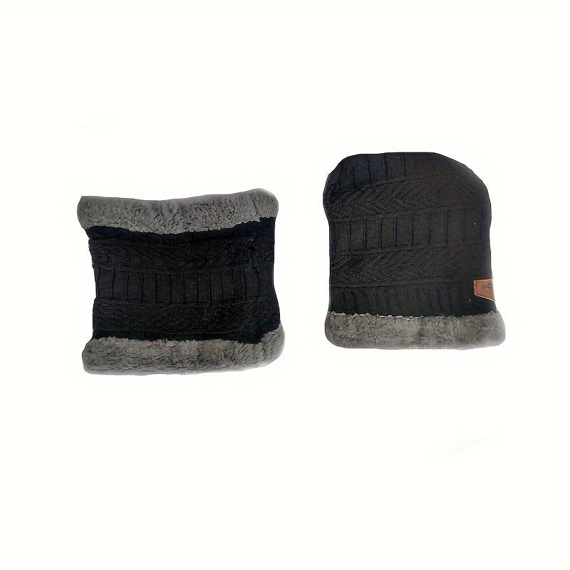 Men's Thicken Warm Hat Neck Scarf Windproof Knitted Brimless Hat