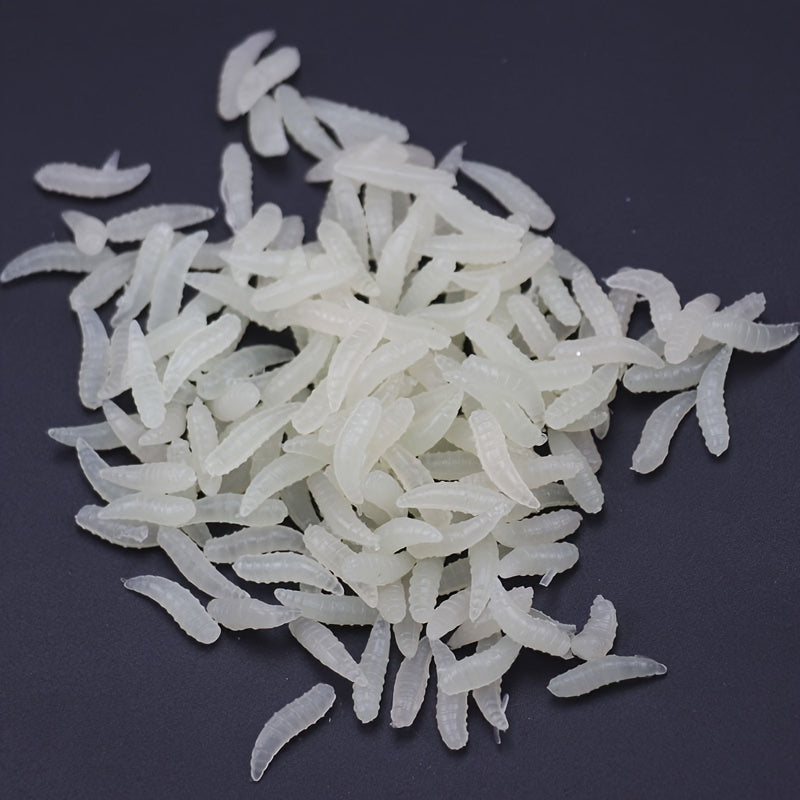 100pcs Maggot Grub Soft Lure Protein Soft Bait Worm Fishing Lures