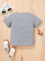 Cute Toddler T-Shirt Letter Print Round Neck Short Sleeve Tee