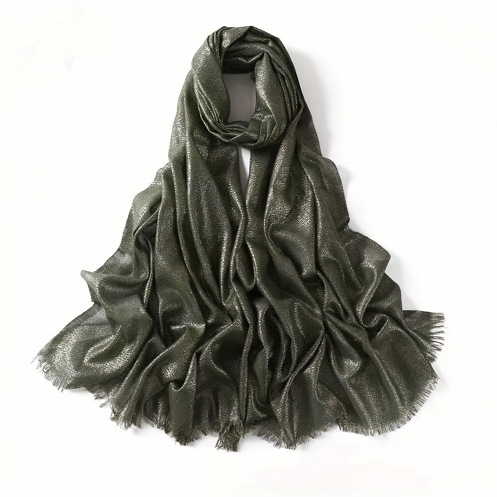 Glitter Scarf Hijab Frayed Edge Shawl Turban Headscarf
