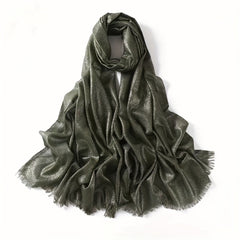 Glitter Scarf Hijab Frayed Edge Shawl Turban Headscarf