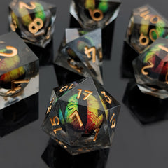 Dragon's Eye Resin Dice Set With Dragon Leather Pouch