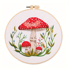 Mushroom Embroidery Kit - DIY Embroidery Material Bag Set