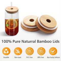 Reusable Bamboo Lid w/ Straw Hole for Mason Jars & Cups