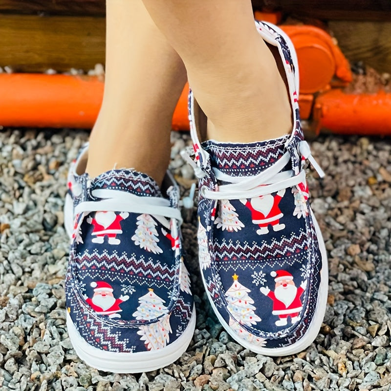 Women's Christmas Santa & Tree Cartoon Flat Casual Shoes