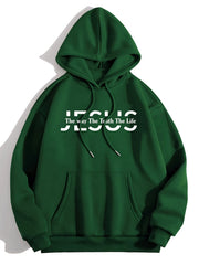Jesus Print Hoodies Drawstring Kangaroo Pocket Sweatshirt