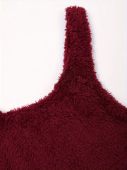 Fuzzy Lounge Set Crew Neck Tank Top & Shorts Women's Loungewear