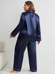 Satin Pajama Set Women's Shirt & Pants 2 Piece Lounge