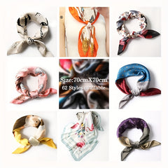 Classic Printed Square Scarf Bandana Silk Neckerchief Women