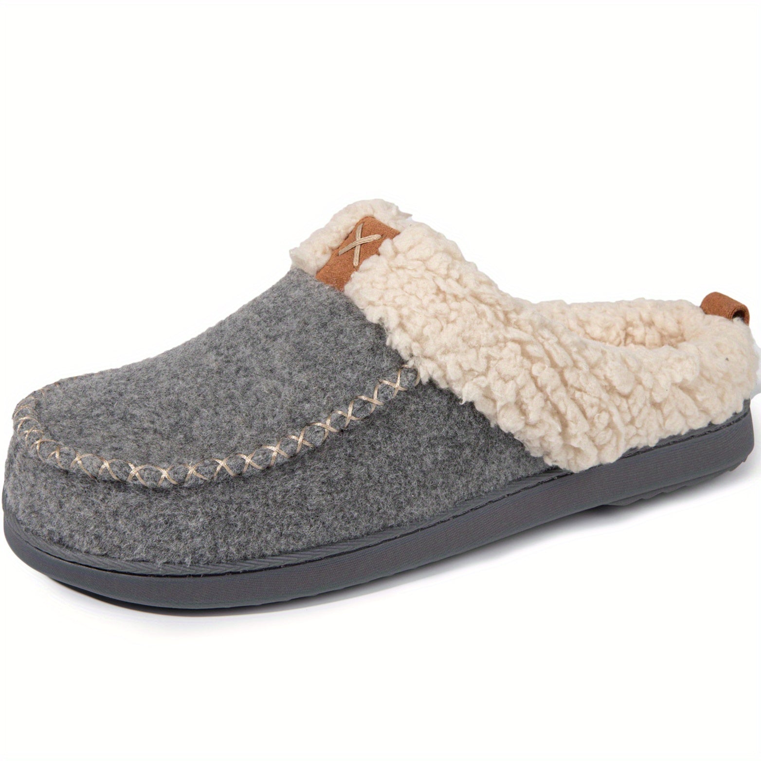 Women's Plush Felt Sherpa Slippers Slip On Plush Lined Shoes