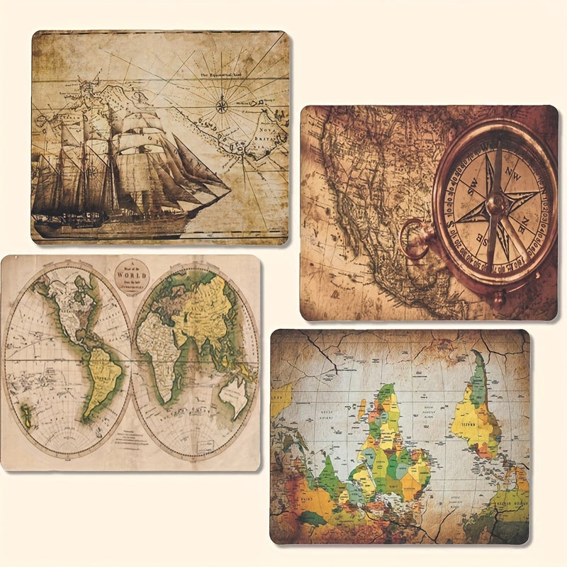 Retro Cloth Surface Mouse Pad Set with Anti-skid Rubber