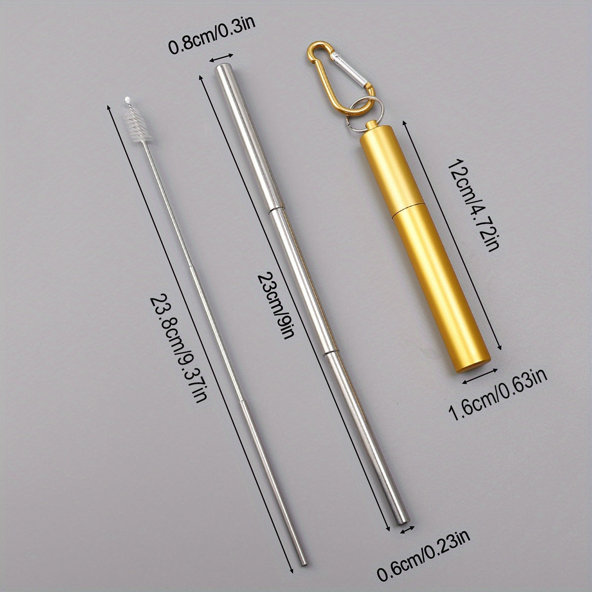 3PCS Retractable Stainless Steel Coffee Tea Milk Straw