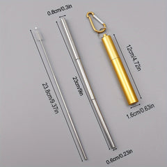 3PCS Retractable Stainless Steel Coffee Tea Milk Straw