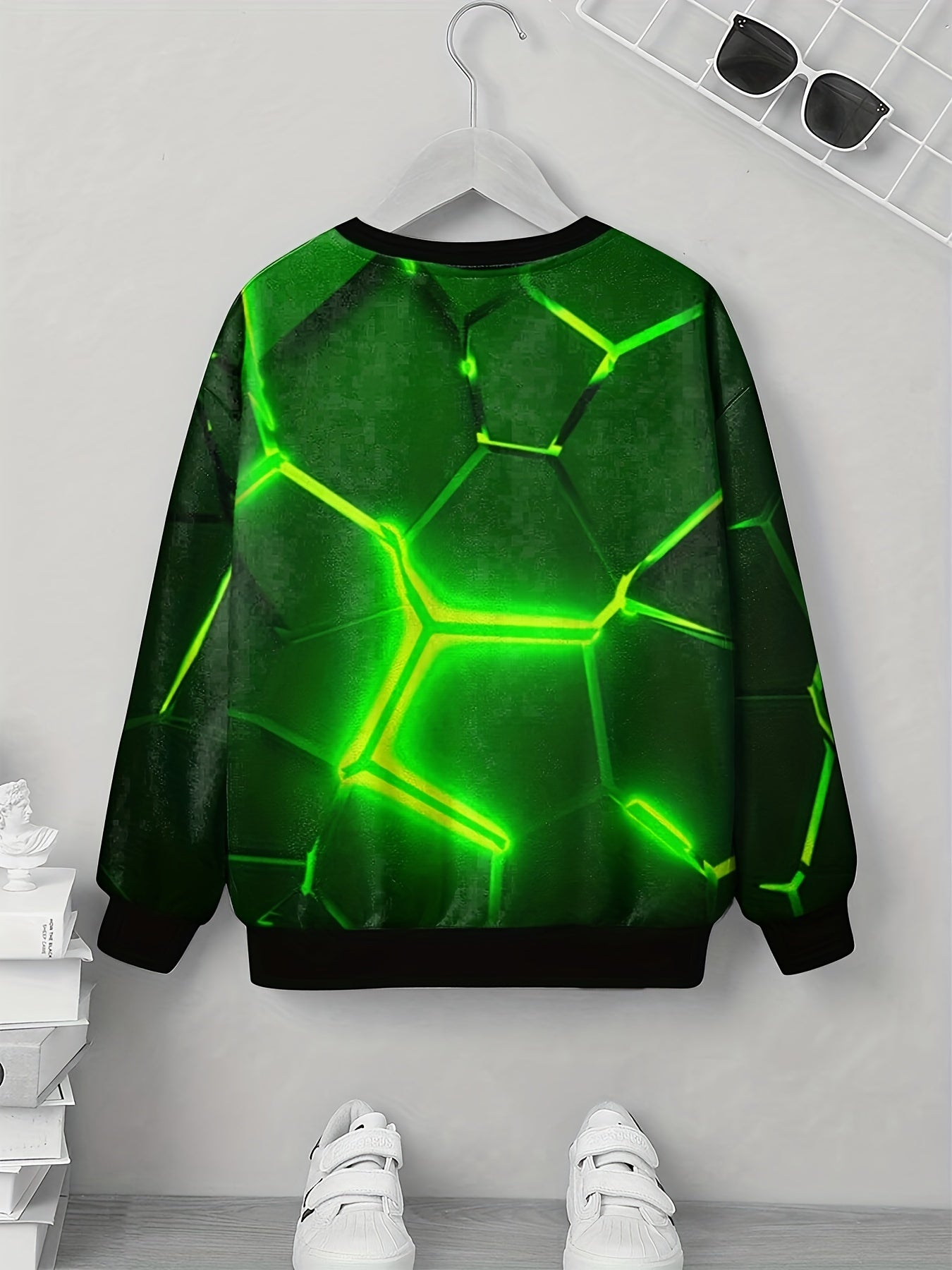 Green Light 3D Print Boys Sweatshirt Long Sleeve Pullover Top