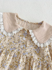 Toddler Girls Floral Dress Cotton Casual Dress Up