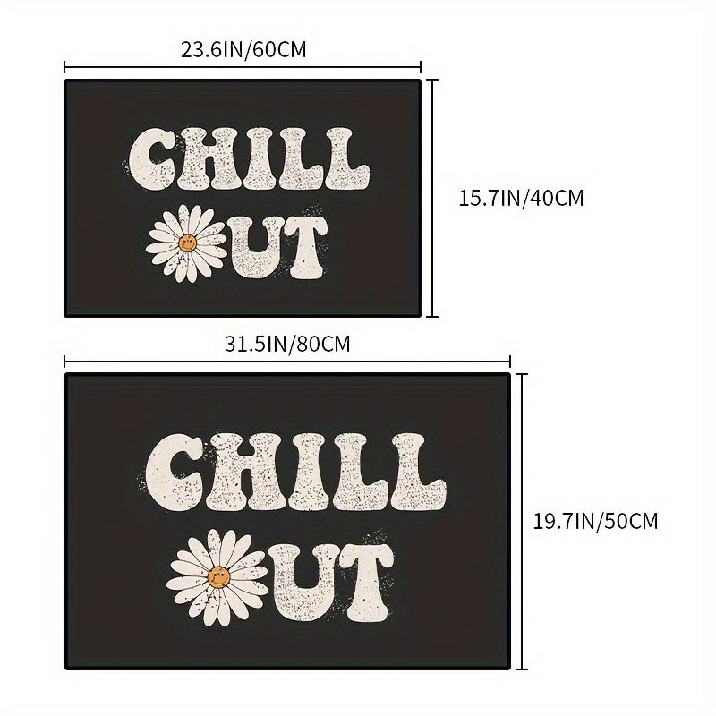 Floral & Letter Kitchen Rug Non-slip Doormat