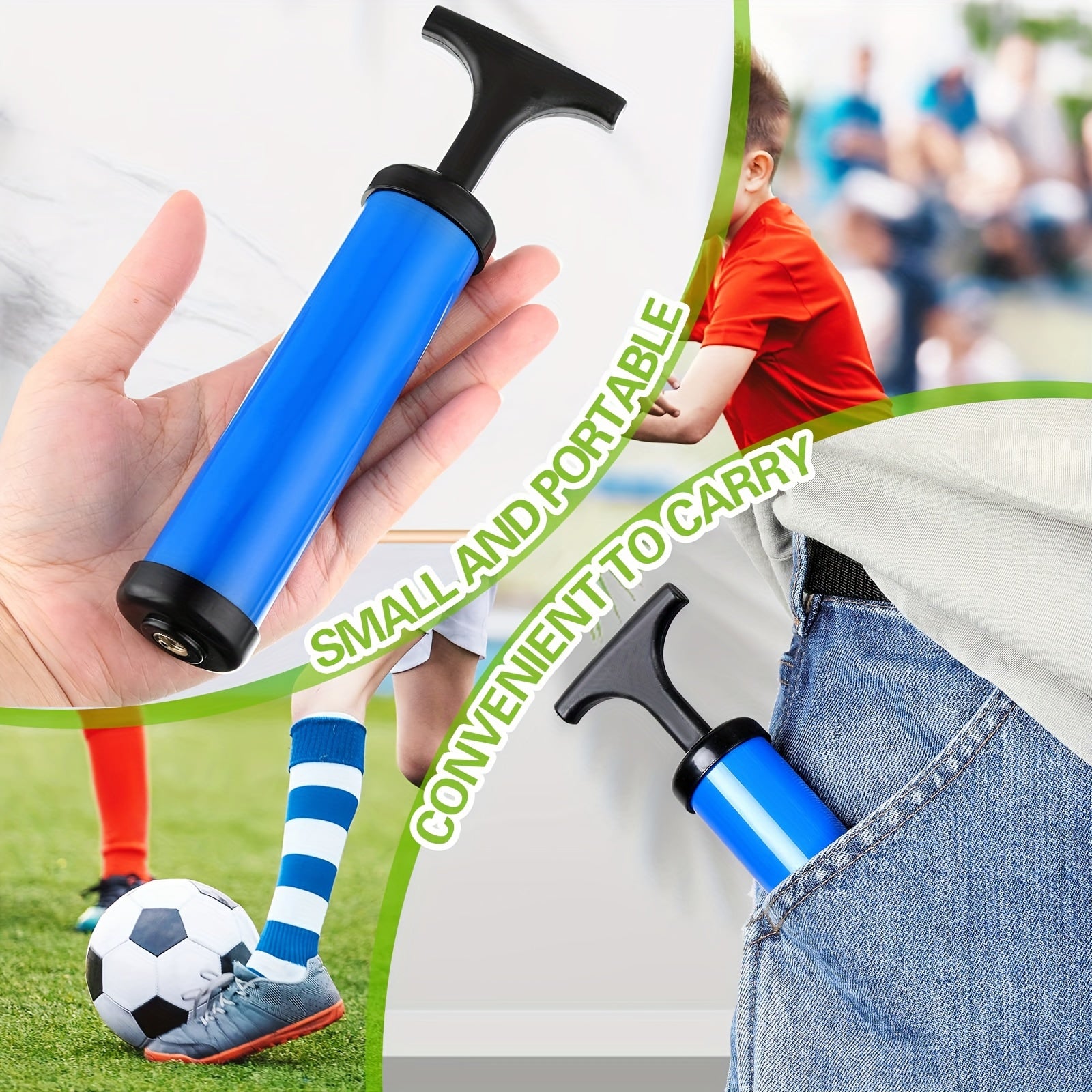 Portable Ball Pump with Needle & Nozzle Inflator for Football Basketball