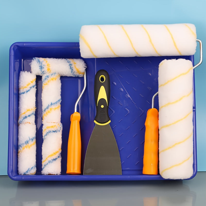 9pcs Paint Roller Tool Set Mini and Large Roller with Tray Paint Roller