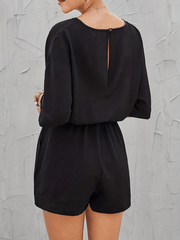 Casual Short Sleeve Romper Jumpsuit with Tie Waist