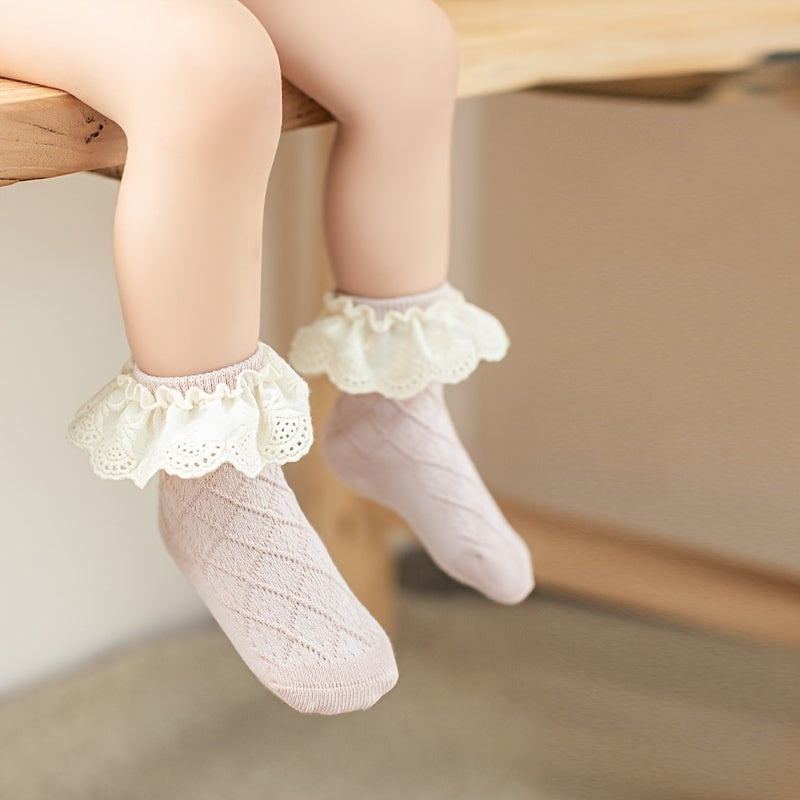Baby Girls Ruffle Lace Dance Socks
