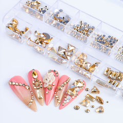 12 AB Nail Rhinestones Flat Bottom Crystal Diamond Gems 3D Glitter Nail
