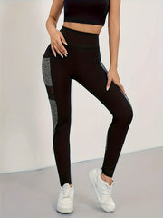 Mesh Stitching Yoga Leggings High Waist Hip Lifting Workout Pants