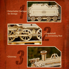 3D Wooden Mechanical Car Kit Self Build Educational Model with Carriage