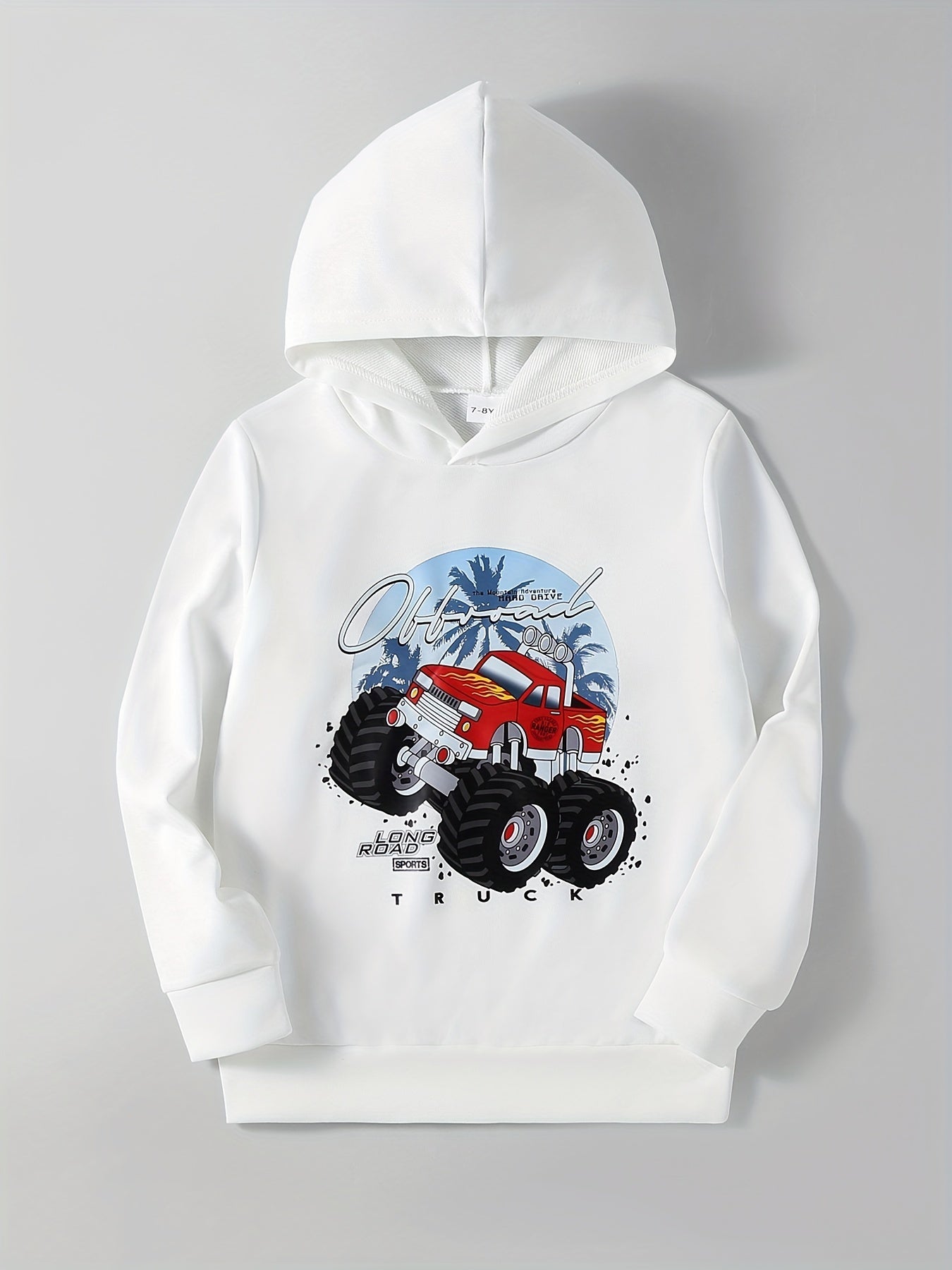 Cartoon Car Print Boys Hooded Sweatshirt for Spring Fall