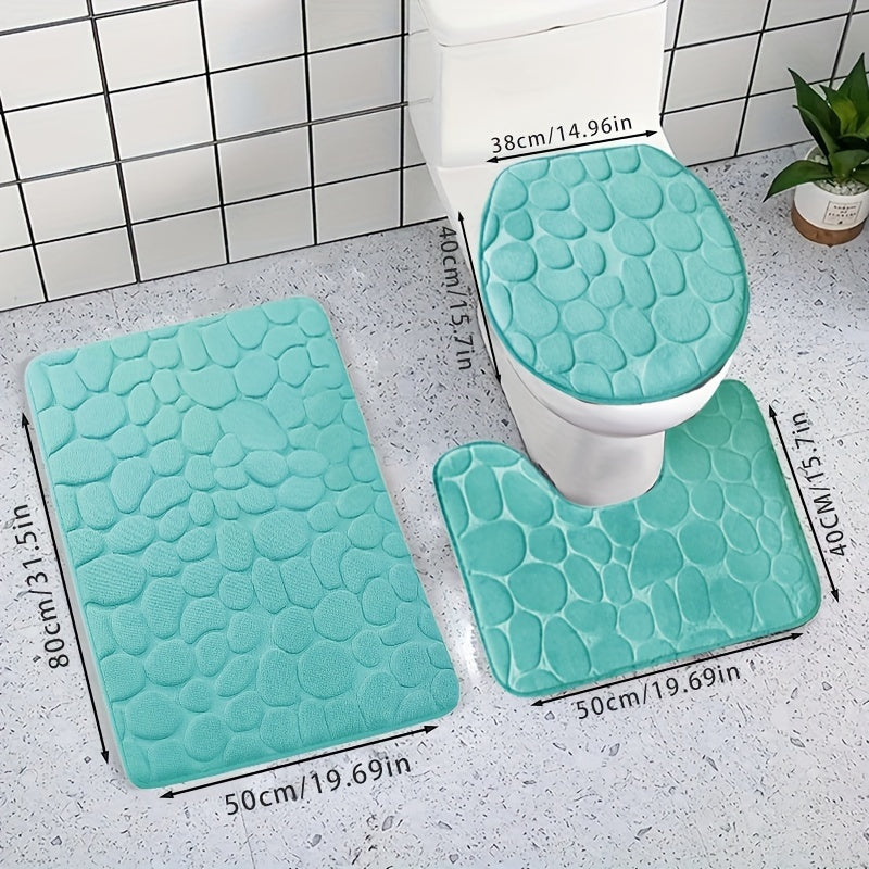 Soft and Absorbent U Shaped Bathroom Rug Non Slip Toilet Mat