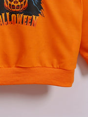 2pcs Halloween Letter Witch Boys Pullover Sweatshirt
