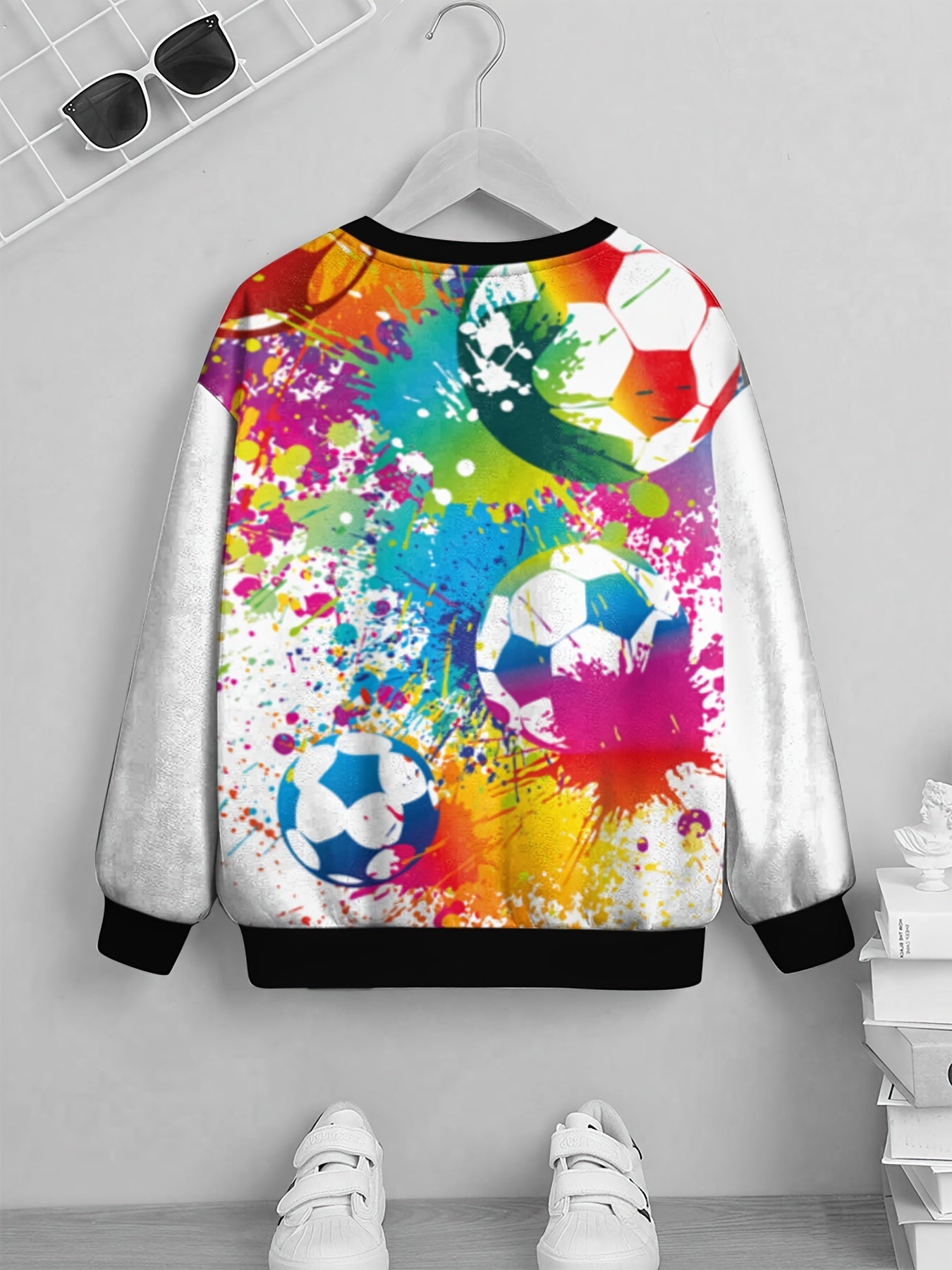 Colorful Football Print Kid's Sweatshirt Unisex Pullover