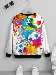 Colorful Football Print Kid's Sweatshirt Unisex Pullover
