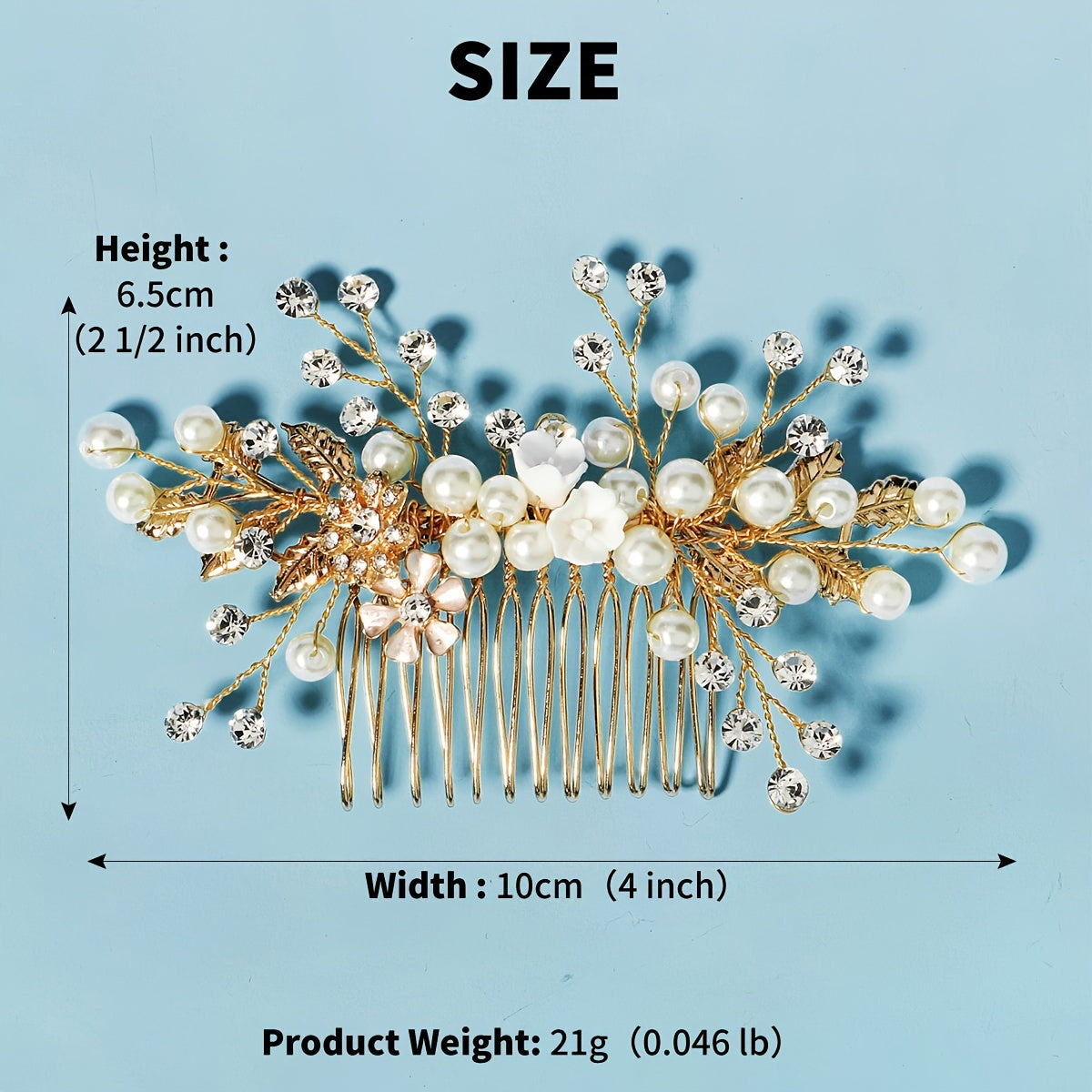 Golden Flower Wedding Hair Comb Bridal Hair Piece