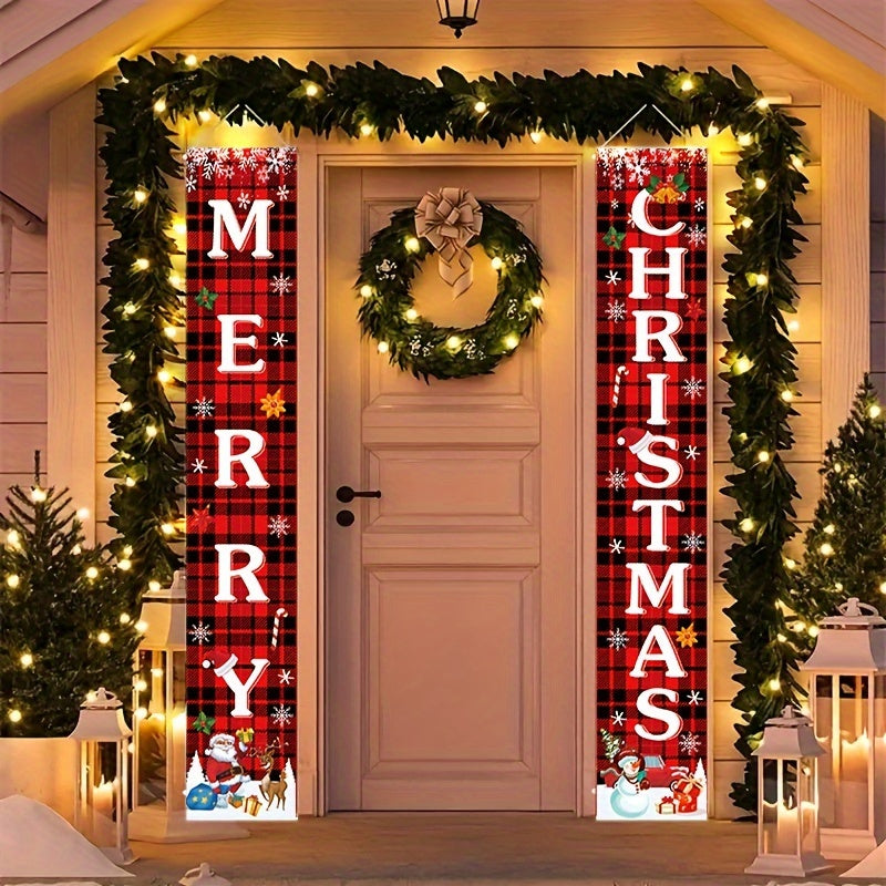 Christmas Couplets Candy Glitch Snowflake Party Decorative Hanging Flags