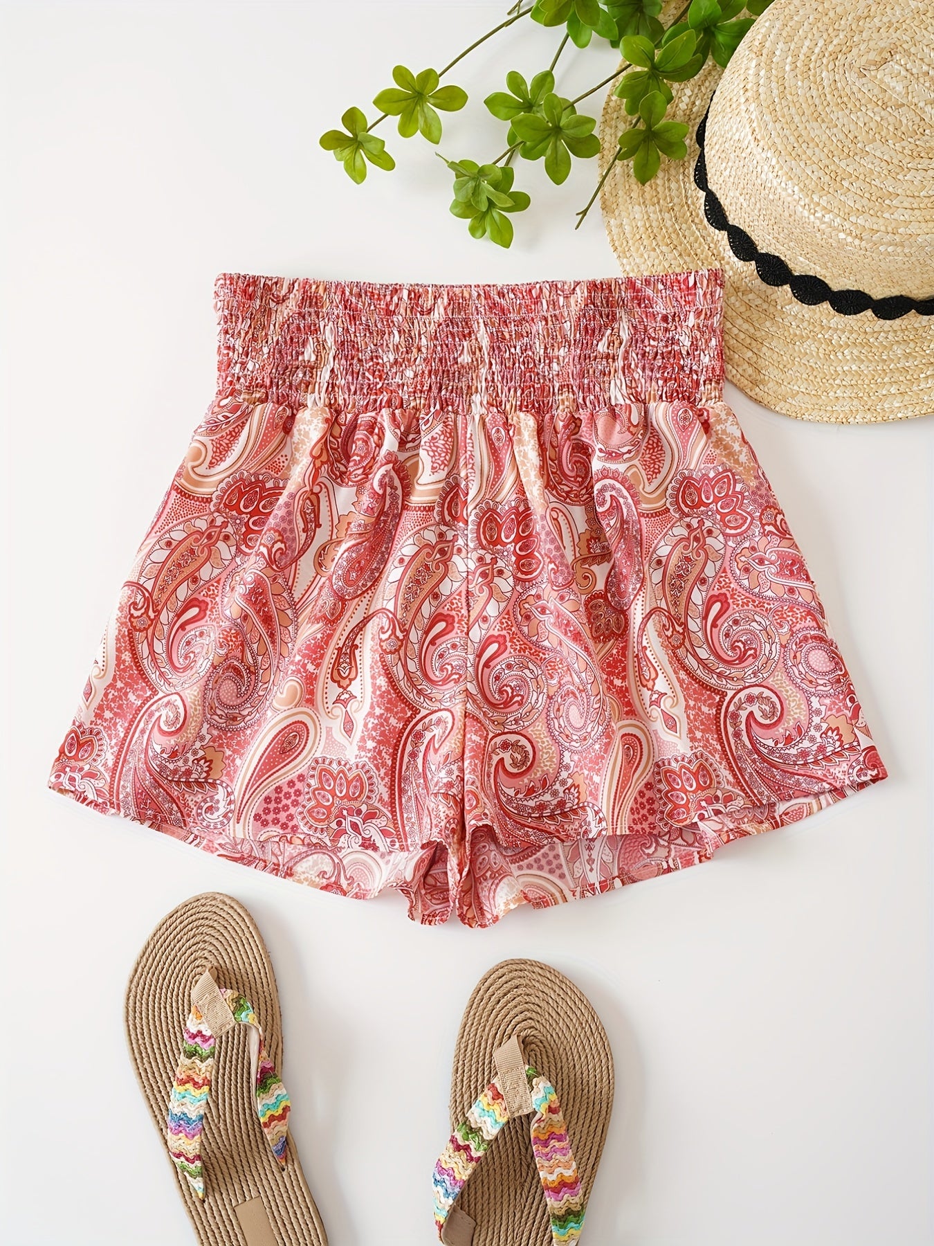 Boho Print High Waist Shorts Casual Women's Clothing