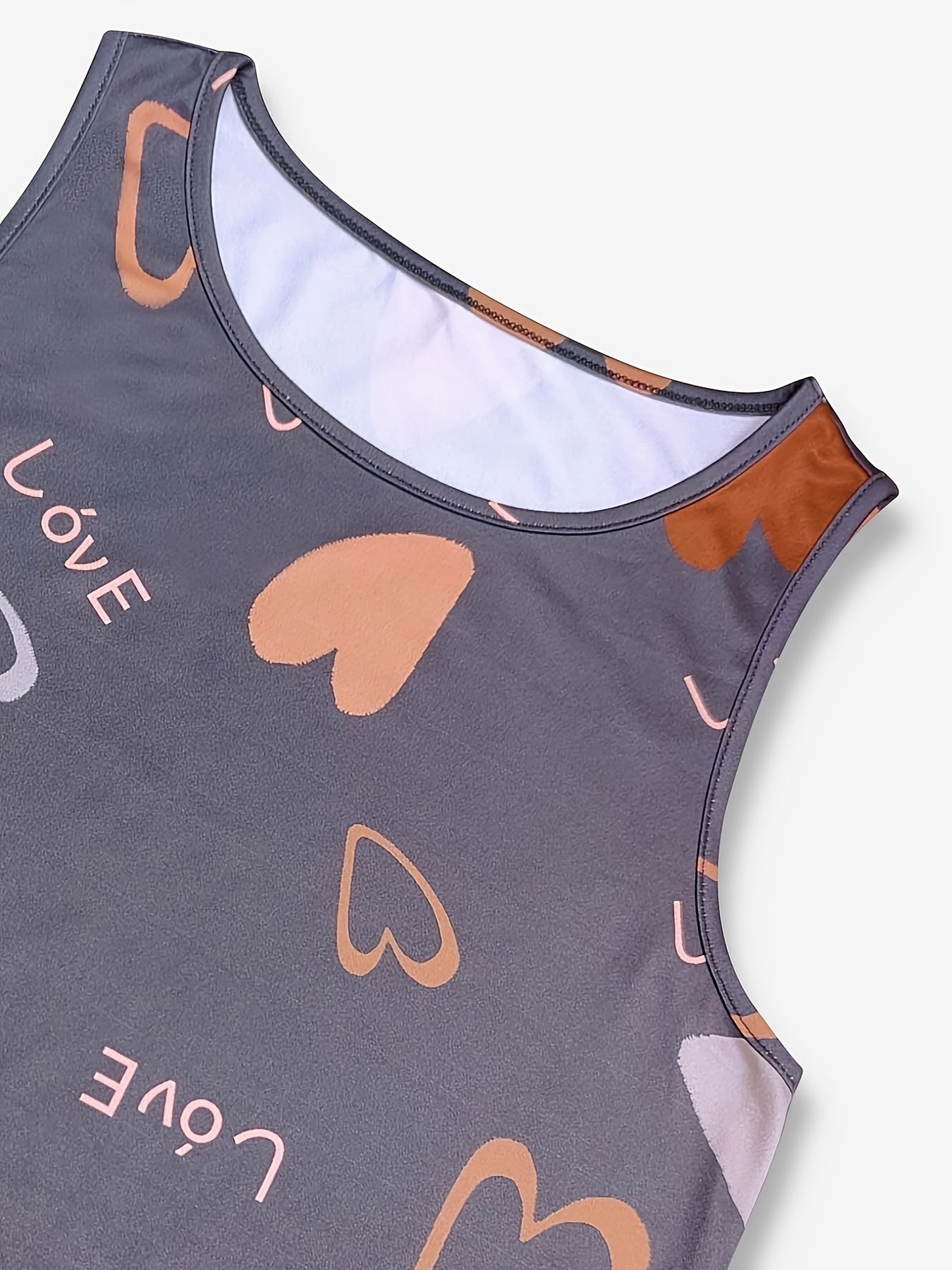 Heart Print Pajama Set Tank Top & Shorts Women's Sleepwear
