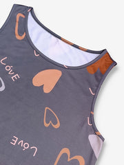 Heart Print Pajama Set Tank Top & Shorts Women's Sleepwear