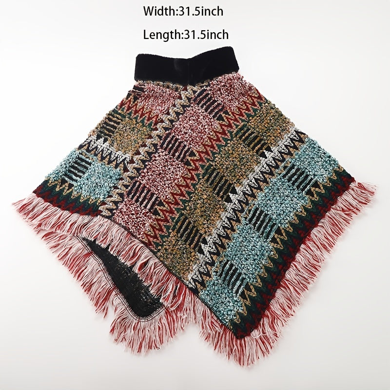 Boho Knitted Shawl Scarf High Neck Halter Small Square Scarf