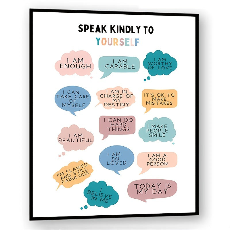 Positive Affirmations & Feelings Poster for Therapy Office Decor