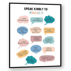 Positive Affirmations & Feelings Poster for Therapy Office Decor