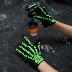 Skull Finger Print Gloves Goth Halloween Decorative Gloves Y2K Unisex Driving